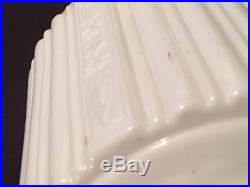 Antique Milk Glass & Clear Art Deco Skyscraper Pendant Globes Light Lamp Shade