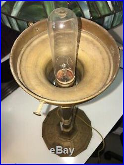 Antique Miller Zodiac Bronze / Brass Table Lamp with Milk Glass Shade. Art Deco