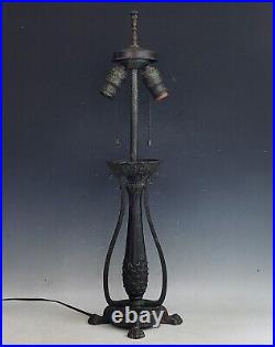 Antique Moe Bridges Table Lamp Base withPaw Feet Black Speckled Green Finish Deco