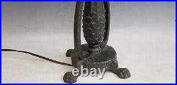 Antique Moe Bridges Table Lamp Base withPaw Feet Black Speckled Green Finish Deco