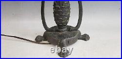 Antique Moe Bridges Table Lamp Base withPaw Feet Black Speckled Green Finish Deco