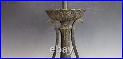 Antique Moe Bridges Table Lamp Base withPaw Feet Black Speckled Green Finish Deco