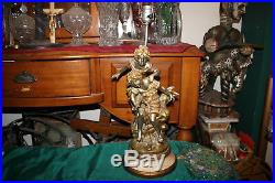 Antique Moreau Art Deco Figural Table Lamp-Boy & Girl Fishing-Marked & Stamped