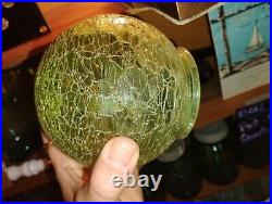 Antique Mounted Knight Figural Spelter Meltal Lamp With Green Crackle Glass Shade
