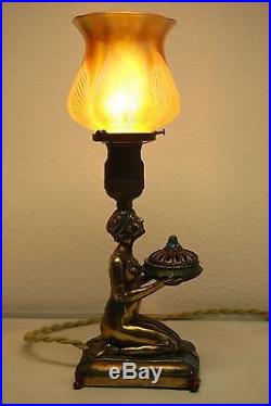 Antique Old Figural Aronson Egtptian Revival 1923 Art Deco Nouveau Erotic Lamp