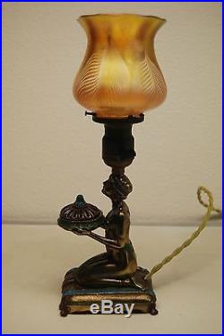 Antique Old Figural Aronson Egtptian Revival 1923 Art Deco Nouveau Erotic Lamp