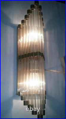 Antique Old Vintage Art Deco Brass & Glass Rod Ship Light Wall Sconces Lamp