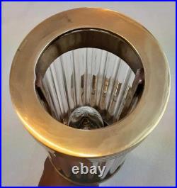 Antique Old Vintage Art Deco Brass & Glass Rod Ship Light Wall Sconces Lamp