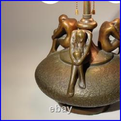 Antique Olive Kooken Art Deco Figural Bronzed Table Lamp C1920