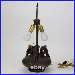 Antique Olive Kooken Art Deco Figural Bronzed Table Lamp C1920