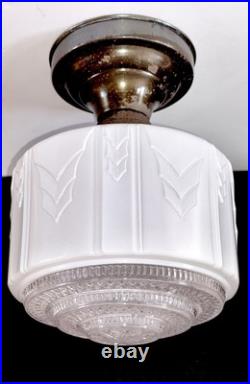 Antique Original 1920s 1930s Art Deco Nouveau Gatsby Ceiling Light Fixture Vtg