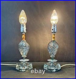 Antique Original Art Deco 30s 40s Glass Chrome Boudoir Table Lamp Set Pair Vtg