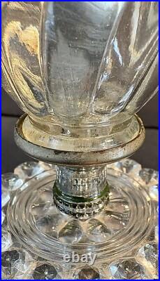 Antique Original Art Deco 30s 40s Glass Chrome Boudoir Table Lamp Set Pair Vtg