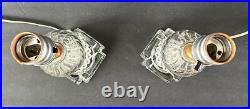 Antique Original Art Deco 30s 40s Glass Chrome Boudoir Table Lamp Set Pair Vtg