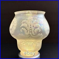 Antique Original Art Deco Victorian Iridescent Glass Lamp Light Shade 2 1/4 Fit