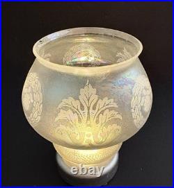 Antique Original Art Deco Victorian Iridescent Glass Lamp Light Shade 2 1/4 Fit