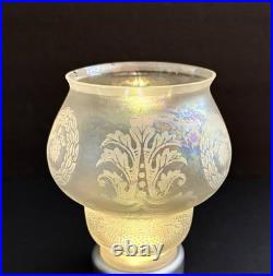 Antique Original Art Deco Victorian Iridescent Glass Lamp Light Shade 2 1/4 Fit