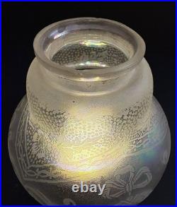 Antique Original Art Deco Victorian Iridescent Glass Lamp Light Shade 2 1/4 Fit