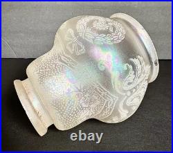Antique Original Art Deco Victorian Iridescent Glass Lamp Light Shade 2 1/4 Fit
