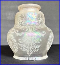 Antique Original Art Deco Victorian Iridescent Glass Lamp Light Shade 2 1/4 Fit