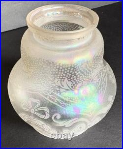 Antique Original Art Deco Victorian Iridescent Glass Lamp Light Shade 2 1/4 Fit