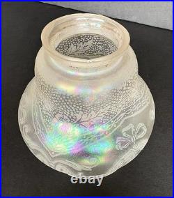 Antique Original Art Deco Victorian Iridescent Glass Lamp Light Shade 2 1/4 Fit