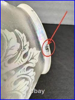 Antique Original Art Deco Victorian Iridescent Glass Lamp Light Shade 2 1/4 Fit