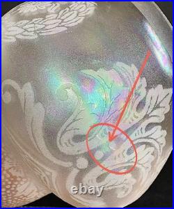 Antique Original Art Deco Victorian Iridescent Glass Lamp Light Shade 2 1/4 Fit