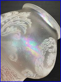 Antique Original Art Deco Victorian Iridescent Glass Lamp Light Shade 2 1/4 Fit