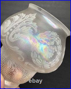 Antique Original Art Deco Victorian Iridescent Glass Lamp Light Shade 2 1/4 Fit