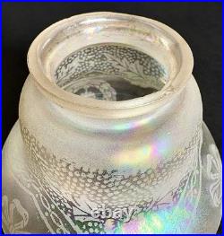 Antique Original Art Deco Victorian Iridescent Glass Lamp Light Shade 2 1/4 Fit