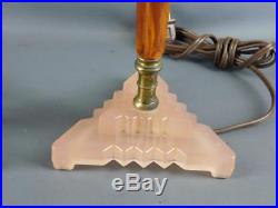 Antique Pair Art Deco Bakelite/catalin Pink Glass Boudoir Table Stick Lamps
