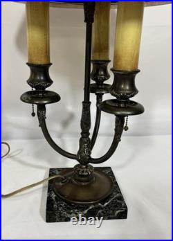 Antique Pairpoint Bouillotte Lamp Bird of Paradise Reverse Painted Glass Shade