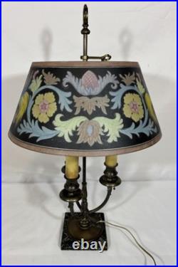 Antique Pairpoint Bouillotte Lamp Bird of Paradise Reverse Painted Glass Shade