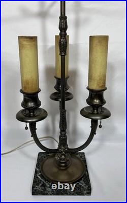 Antique Pairpoint Bouillotte Lamp Bird of Paradise Reverse Painted Glass Shade