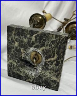 Antique Pairpoint Bouillotte Lamp Bird of Paradise Reverse Painted Glass Shade