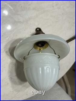 Antique Peerlite Art Deco Beautiful Ceiling Light Fixture Embossed Acorn Shade