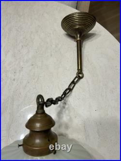 Antique Peerlite Art Deco Beautiful Ceiling Light Fixture Embossed Acorn Shade