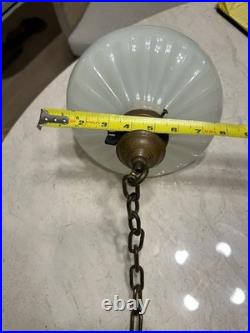 Antique Peerlite Art Deco Beautiful Ceiling Light Fixture Embossed Acorn Shade