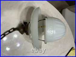 Antique Peerlite Art Deco Beautiful Ceiling Light Fixture Embossed Acorn Shade