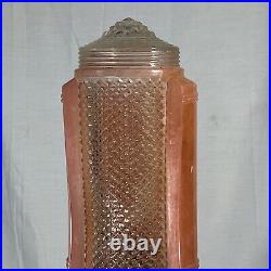 Antique Pink Spelter Brass Lamp Art Deco Lady Ornate Etched Glass Light Vtg