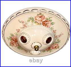 Antique Porcelier Art Deco Victorian Floral 3 Lightbulb Porcelain Ceiling Light