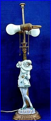 Antique Rosenthal Pierrot Figurine Lamp by C Holzer Defanti Art Deco Porcelain