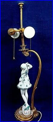 Antique Rosenthal Pierrot Figurine Lamp by C Holzer Defanti Art Deco Porcelain