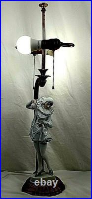 Antique Rosenthal Pierrot Figurine Lamp by C Holzer Defanti Art Deco Porcelain