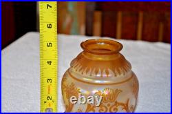 Antique Steuben Iridescent Gold Aurene Over Verre De Soie Glass Shade 2.5 fitte