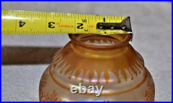 Antique Steuben Iridescent Gold Aurene Over Verre De Soie Glass Shade 2.5 fitte