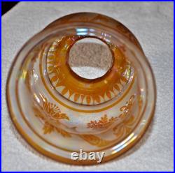 Antique Steuben Iridescent Gold Aurene Over Verre De Soie Glass Shade 2.5 fitte