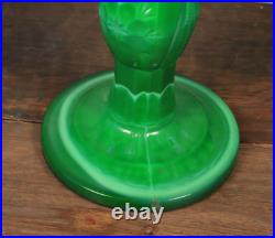 Antique Table Oil Lamp Czech Malachite Glass Heinrich Hoffman -Ships DDP to USA