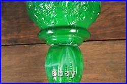 Antique Table Oil Lamp Czech Malachite Glass Heinrich Hoffman -Ships DDP to USA